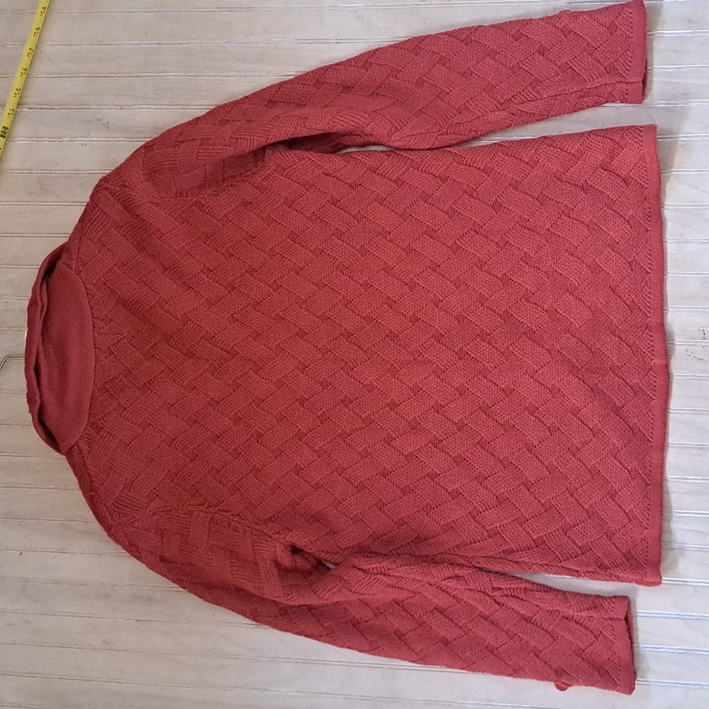 Koret Rust Red Textured Knit Woven Granny Comfy Cardigan Jacket Button Front - Picture 10 of 10